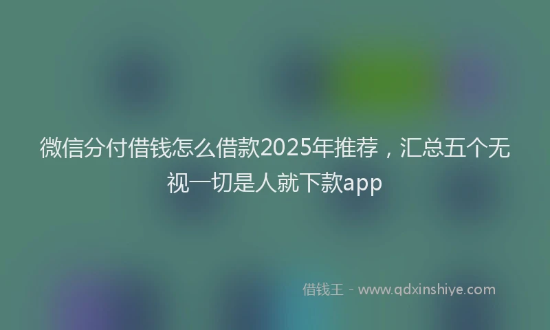 微信分付借钱怎么借款2025年推荐，汇总五个无视一切是人就下款app
