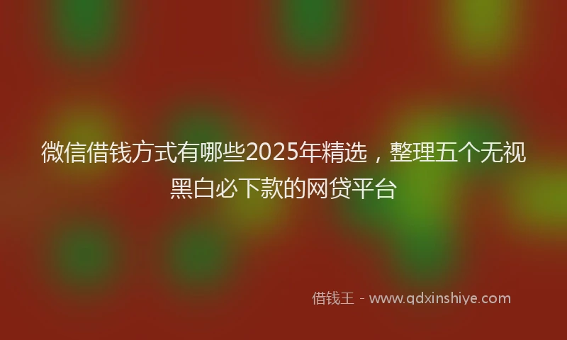 微信借钱方式有哪些2025年精选，整理五个无视黑白必下款的网贷平台