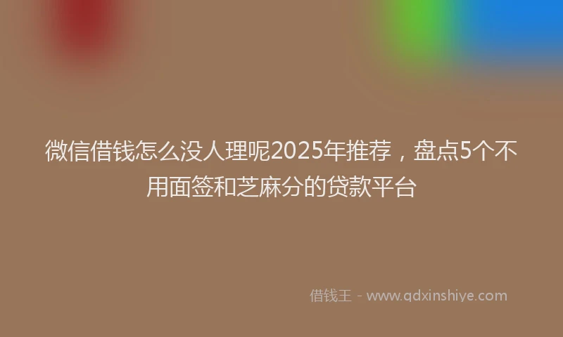 微信借钱怎么没人理呢2025年推荐，盘点5个不用面签和芝麻分的贷款平台