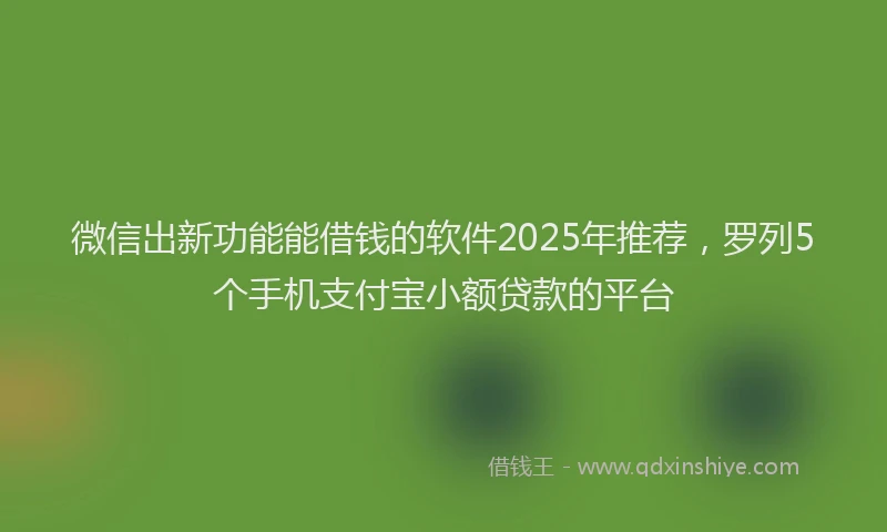 微信出新功能能借钱的软件2025年推荐，罗列5个手机支付宝小额贷款的平台