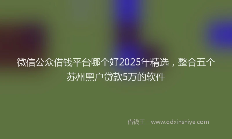 微信公众借钱平台哪个好2025年精选，整合五个苏州黑户贷款5万的软件