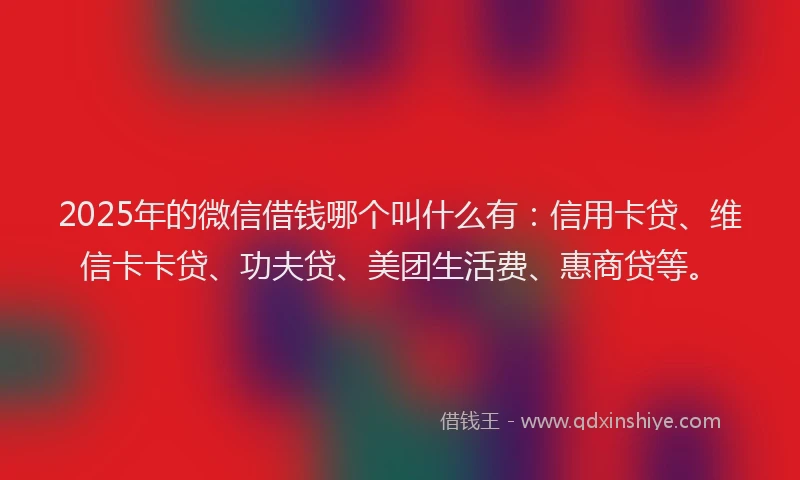 2025年的微信借钱哪个叫什么有：信用卡贷、维信卡卡贷、功夫贷、美团生活费、惠商贷等。