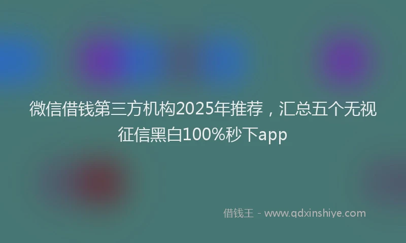 微信借钱第三方机构2025年推荐，汇总五个无视征信黑白100%秒下app