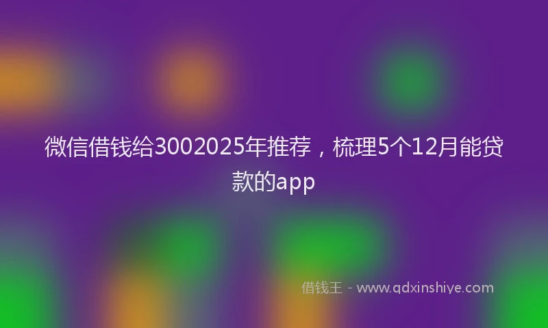 微信借钱给3002025年推荐，梳理5个12月能贷款的app