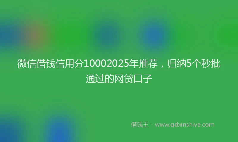 微信借钱信用分10002025年推荐，归纳5个秒批通过的网贷口子
