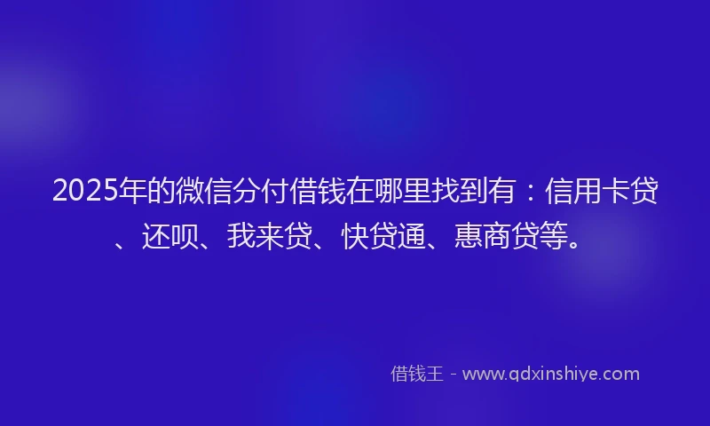 2025年的微信分付借钱在哪里找到有：信用卡贷、还呗、我来贷、快贷通、惠商贷等。