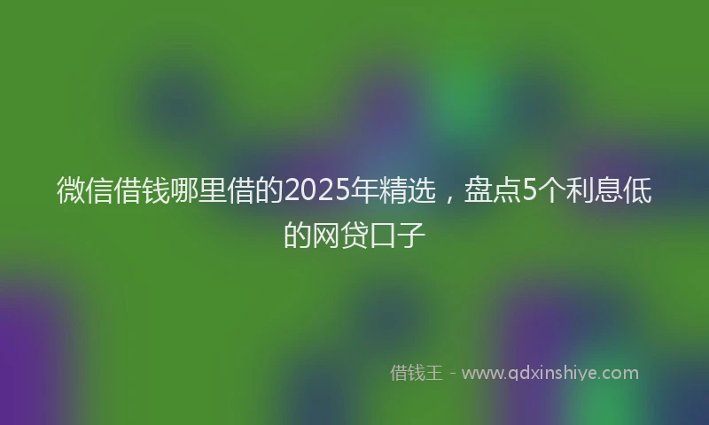 微信借钱哪里借的2025年精选，盘点5个利息低的网贷口子
