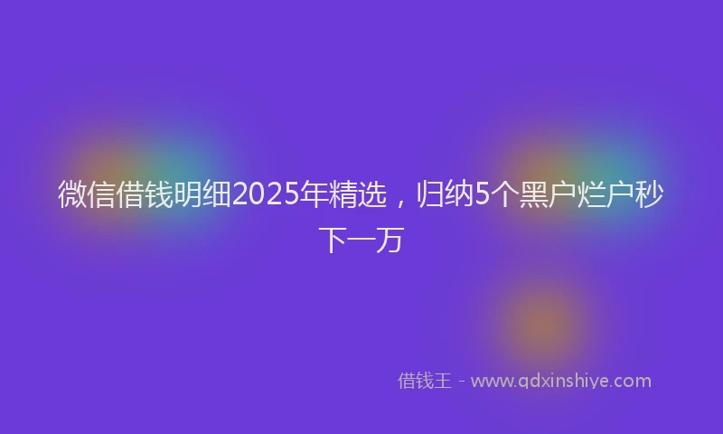 微信借钱明细2025年精选，归纳5个黑户烂户秒下一万