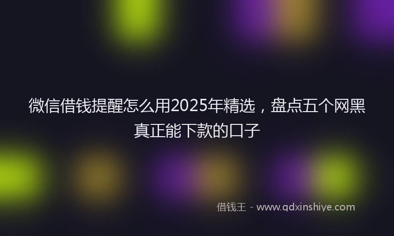 微信借钱提醒怎么用2025年精选，盘点五个网黑真正能下款的口子