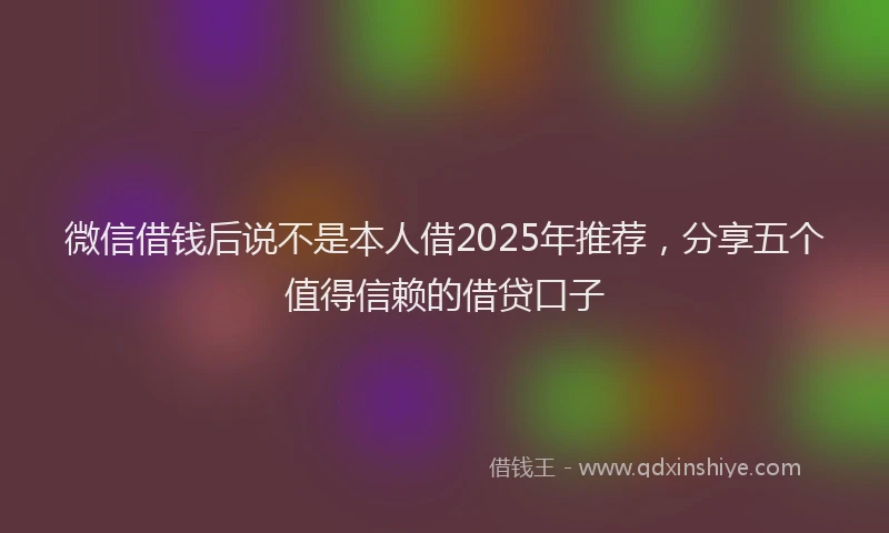 微信借钱后说不是本人借2025年推荐，分享五个值得信赖的借贷口子