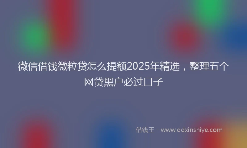 微信借钱微粒贷怎么提额2025年精选，整理五个网贷黑户必过口子