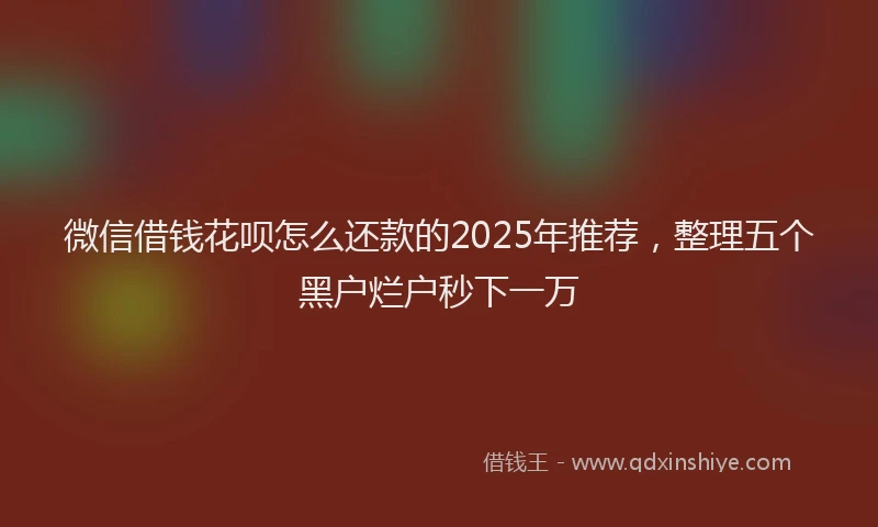 微信借钱花呗怎么还款的2025年推荐，整理五个黑户烂户秒下一万