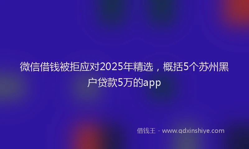 微信借钱被拒应对2025年精选，概括5个苏州黑户贷款5万的app