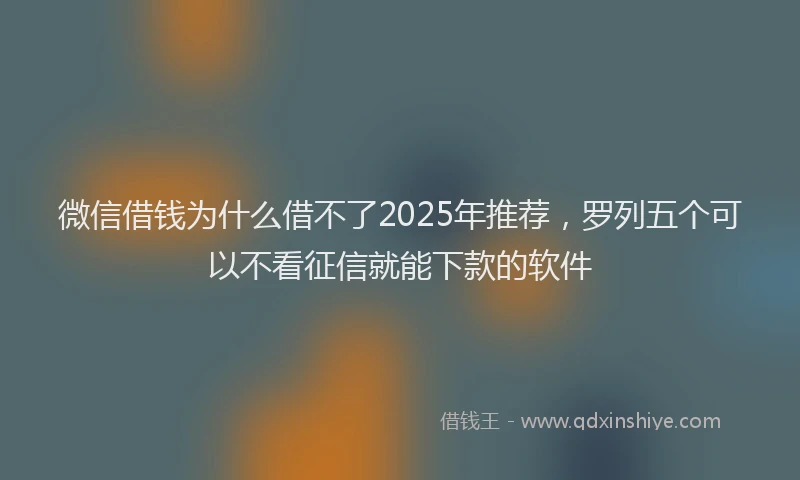 微信借钱为什么借不了2025年推荐，罗列五个可以不看征信就能下款的软件
