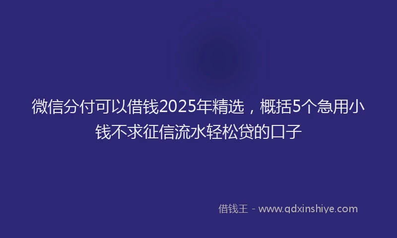 微信分付可以借钱2025年精选，概括5个急用小钱不求征信流水轻松贷的口子