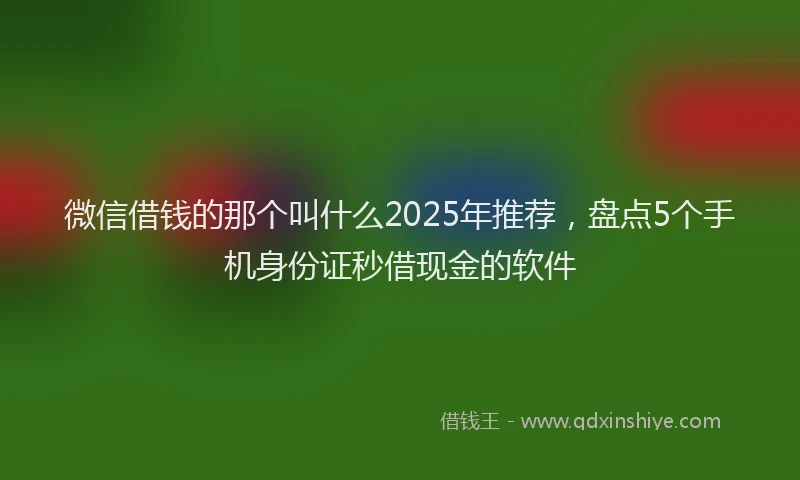 微信借钱的那个叫什么2025年推荐，盘点5个手机身份证秒借现金的软件