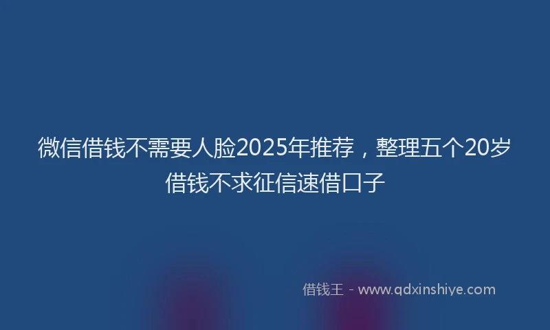 微信借钱不需要人脸2025年推荐，整理五个20岁借钱不求征信速借口子