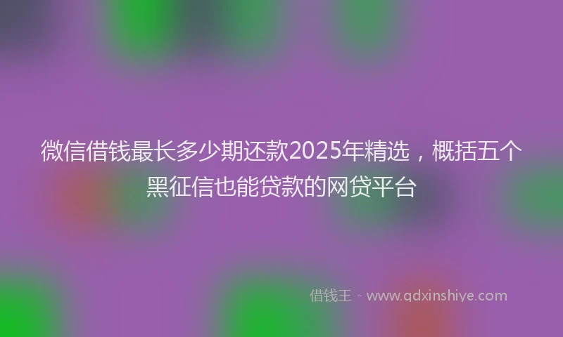 微信借钱最长多少期还款2025年精选，概括五个黑征信也能贷款的网贷平台