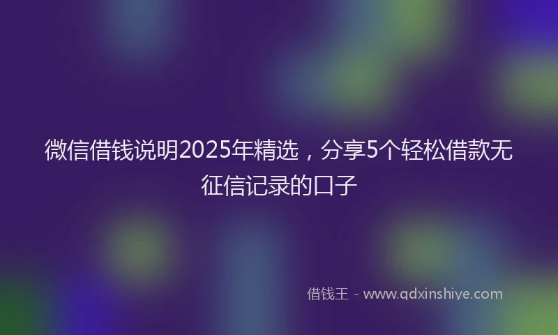 微信借钱说明2025年精选，分享5个轻松借款无征信记录的口子