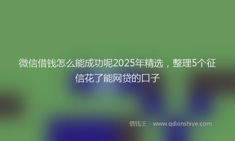 微信借钱怎么能成功呢2025年精选，整理5个征信花了能网贷的口子