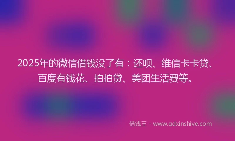 2025年的微信借钱没了有：还呗、维信卡卡贷、百度有钱花、拍拍贷、美团生活费等。