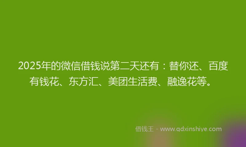 2025年的微信借钱说第二天还有：替你还、百度有钱花、东方汇、美团生活费、融逸花等。