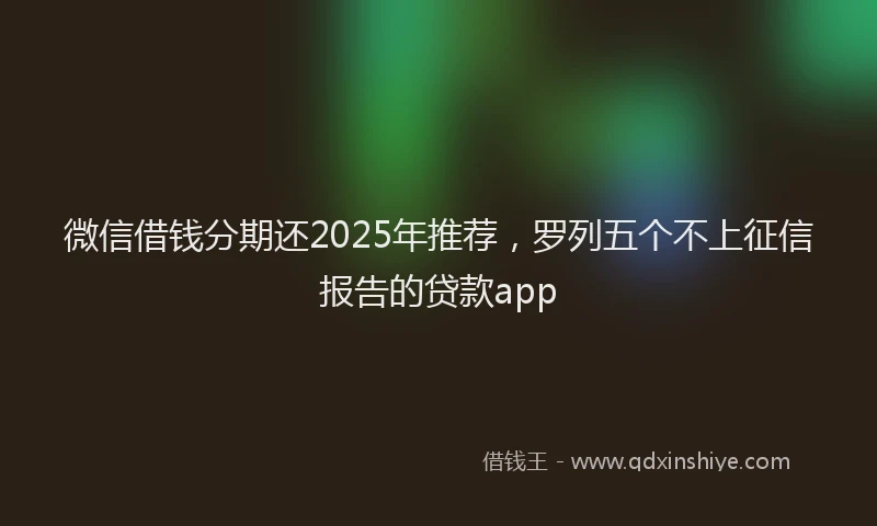 微信借钱分期还2025年推荐，罗列五个不上征信报告的贷款app