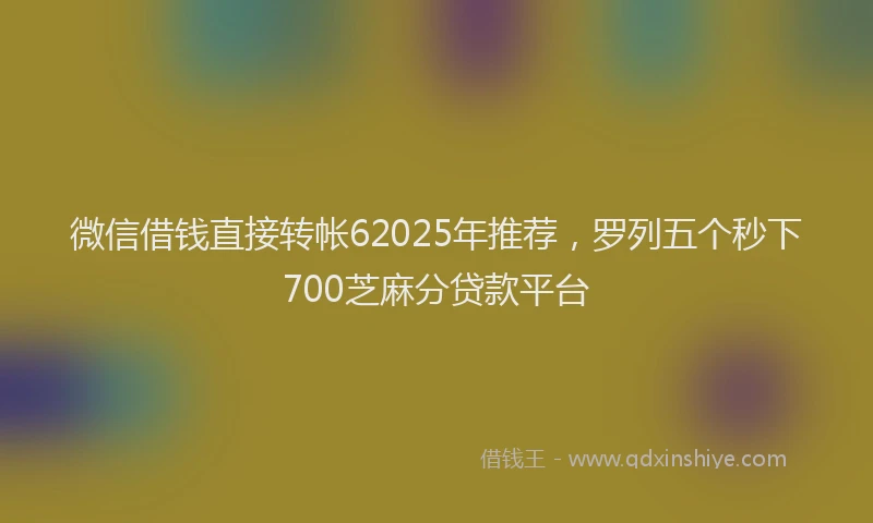 微信借钱直接转帐62025年推荐，罗列五个秒下700芝麻分贷款平台