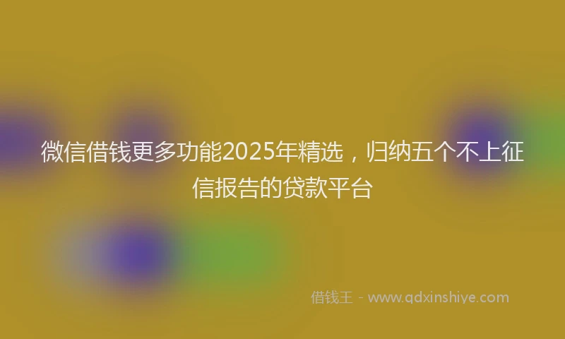 微信借钱更多功能2025年精选，归纳五个不上征信报告的贷款平台