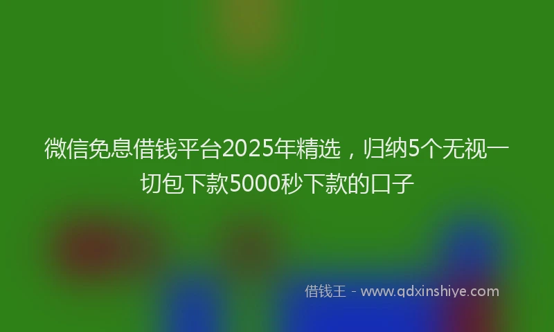 微信免息借钱平台2025年精选，归纳5个无视一切包下款5000秒下款的口子
