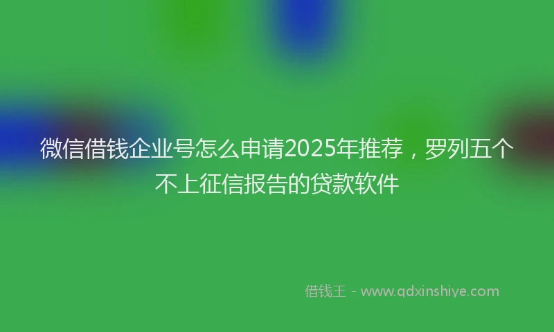 微信借钱企业号怎么申请2025年推荐，罗列五个不上征信报告的贷款软件