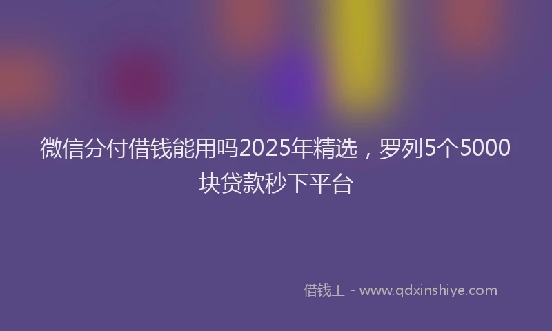 微信分付借钱能用吗2025年精选，罗列5个5000块贷款秒下平台