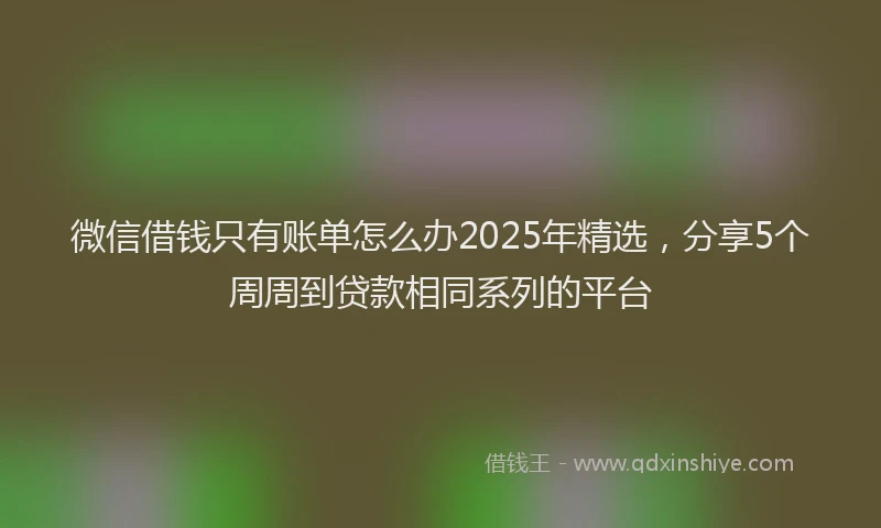 微信借钱只有账单怎么办2025年精选，分享5个周周到贷款相同系列的平台