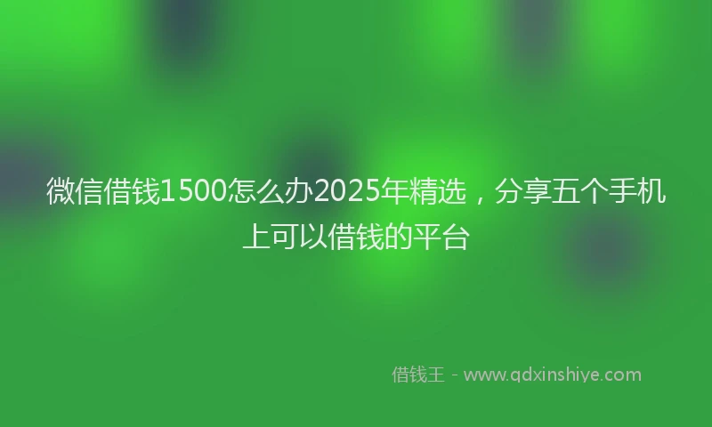 微信借钱1500怎么办2025年精选，分享五个手机上可以借钱的平台