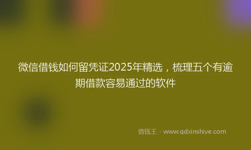 微信借钱如何留凭证2025年精选，梳理五个有逾期借款容易通过的软件