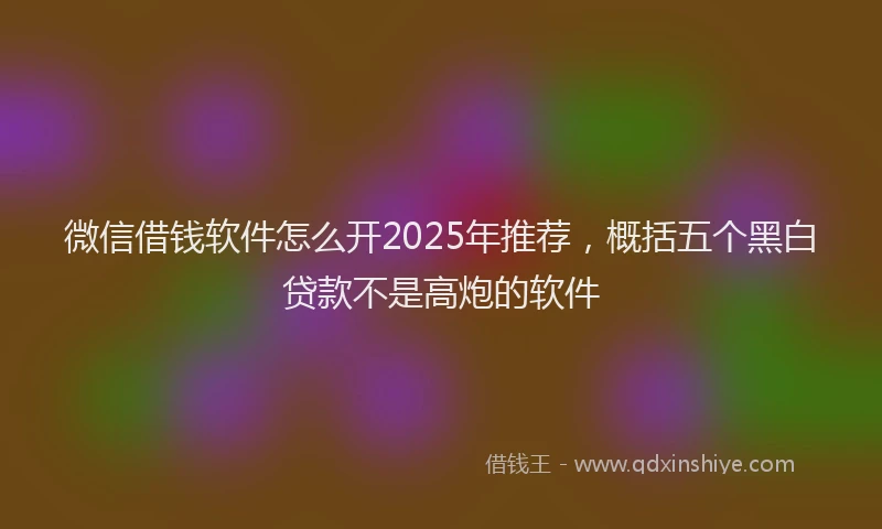 微信借钱软件怎么开2025年推荐，概括五个黑白贷款不是高炮的软件