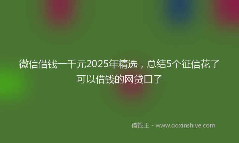 微信借钱一千元2025年精选，总结5个征信花了可以借钱的网贷口子