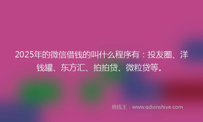 2025年的微信借钱的叫什么程序有：投友圈、洋钱罐、东方汇、拍拍贷、微粒贷等。