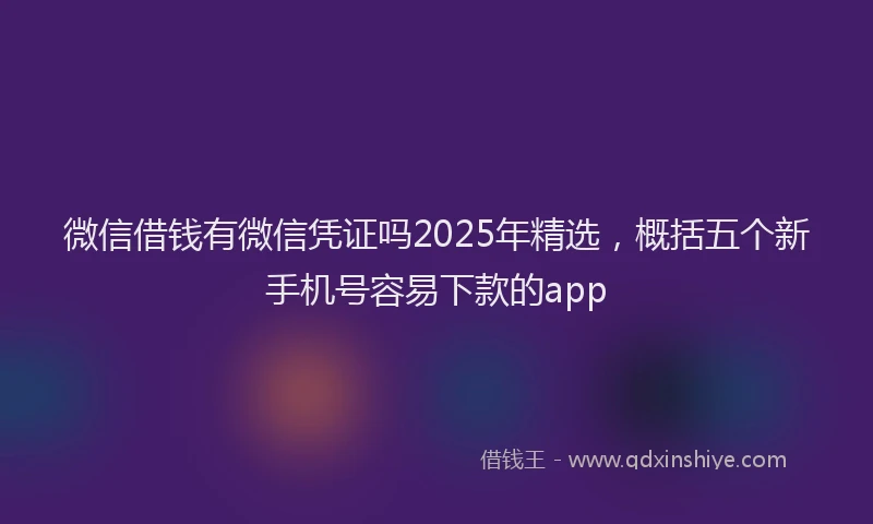 微信借钱有微信凭证吗2025年精选，概括五个新手机号容易下款的app