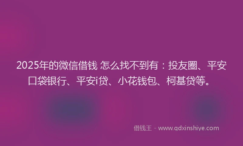 2025年的微信借钱 怎么找不到有：投友圈、平安口袋银行、平安i贷、小花钱包、柯基贷等。