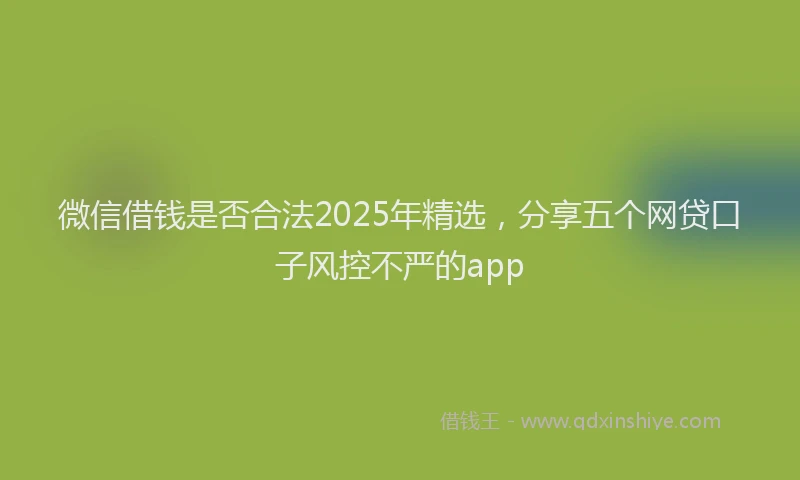 微信借钱是否合法2025年精选，分享五个网贷口子风控不严的app
