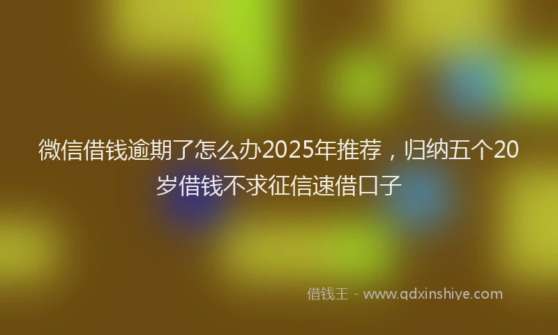 微信借钱逾期了怎么办2025年推荐，归纳五个20岁借钱不求征信速借口子