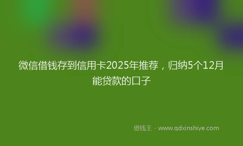 微信借钱存到信用卡2025年推荐，归纳5个12月能贷款的口子