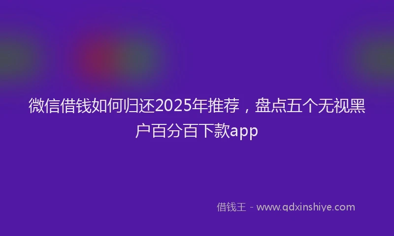 微信借钱如何归还2025年推荐，盘点五个无视黑户百分百下款app