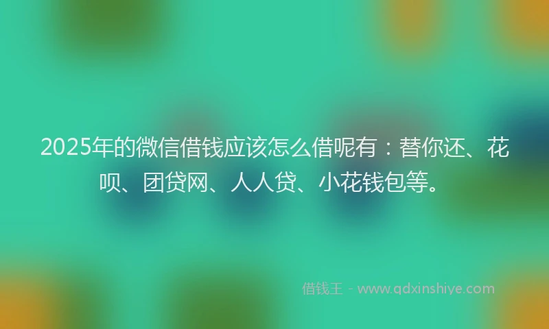 2025年的微信借钱应该怎么借呢有：替你还、花呗、团贷网、人人贷、小花钱包等。