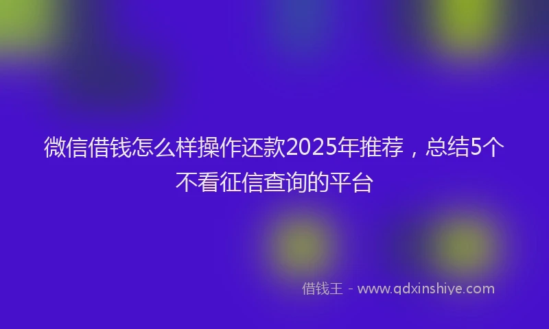 微信借钱怎么样操作还款2025年推荐，总结5个不看征信查询的平台