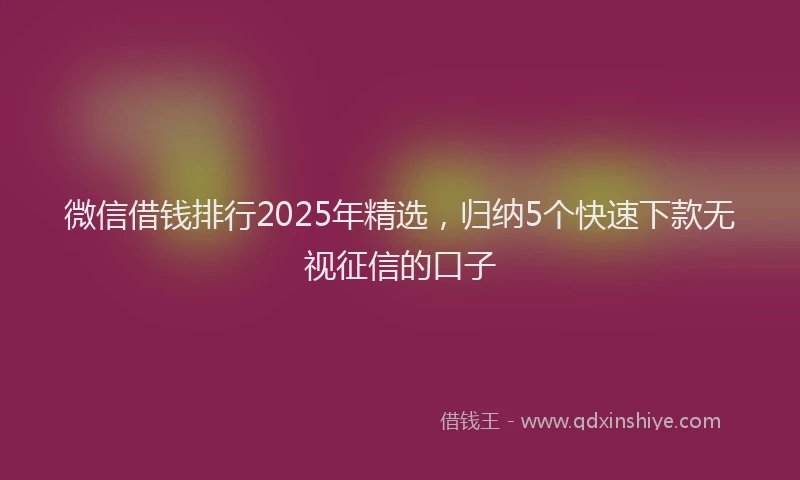 微信借钱排行2025年精选，归纳5个快速下款无视征信的口子