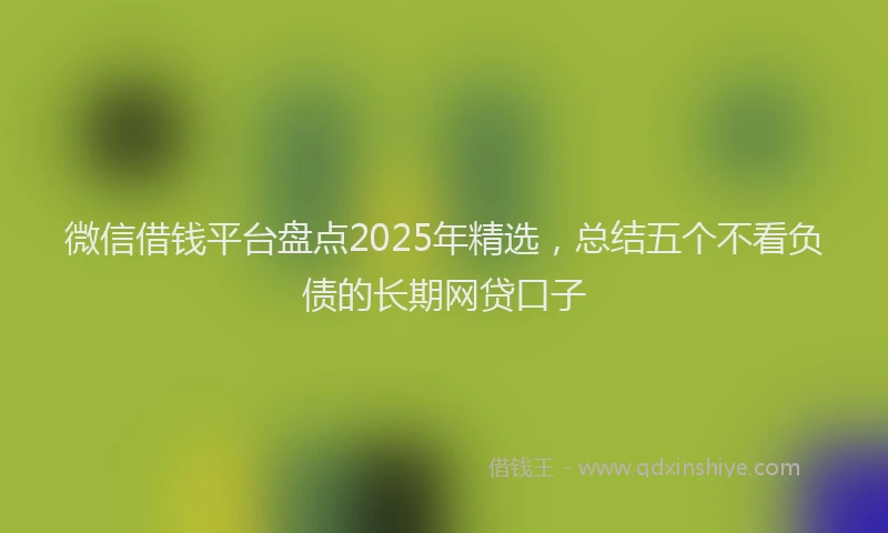 微信借钱平台盘点2025年精选，总结五个不看负债的长期网贷口子