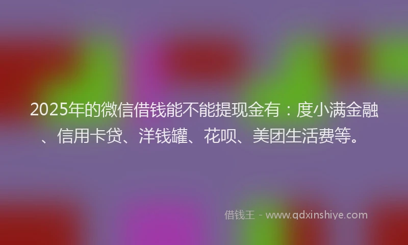 2025年的微信借钱能不能提现金有：度小满金融、信用卡贷、洋钱罐、花呗、美团生活费等。