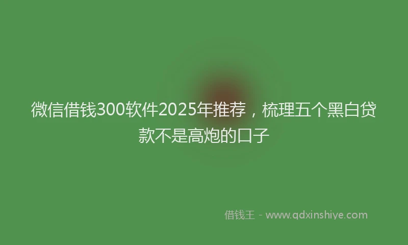 微信借钱300软件2025年推荐，梳理五个黑白贷款不是高炮的口子